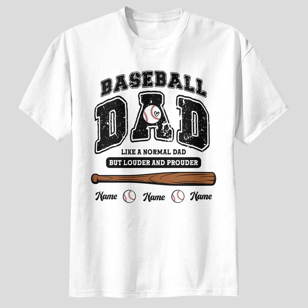 Baseball Parents Like A Normal One But Louder and Prouder - Black and White Baseball T-Shirt