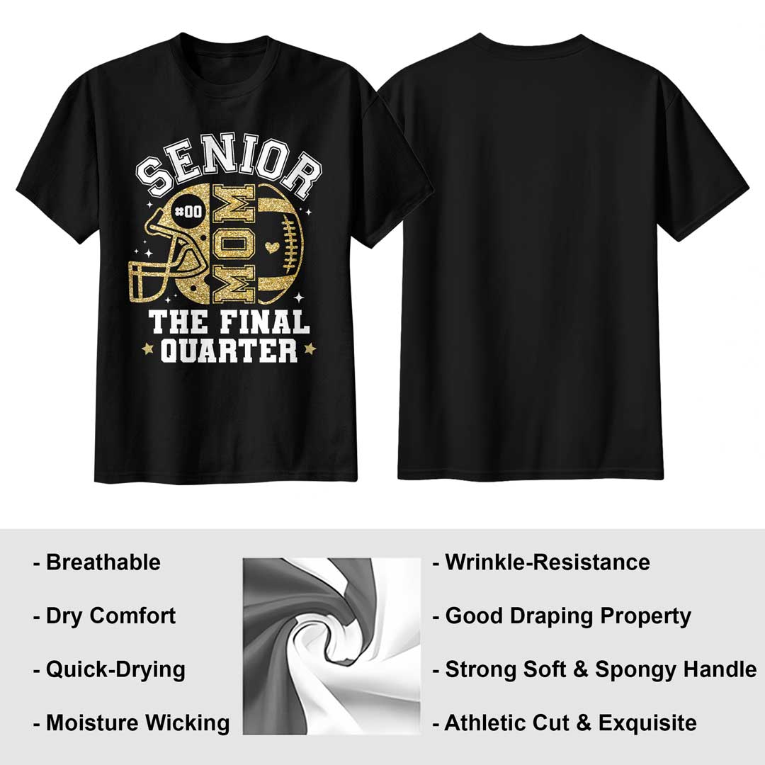 Senior Football Mom The Final Quarter- Black and White Custom Tshirt