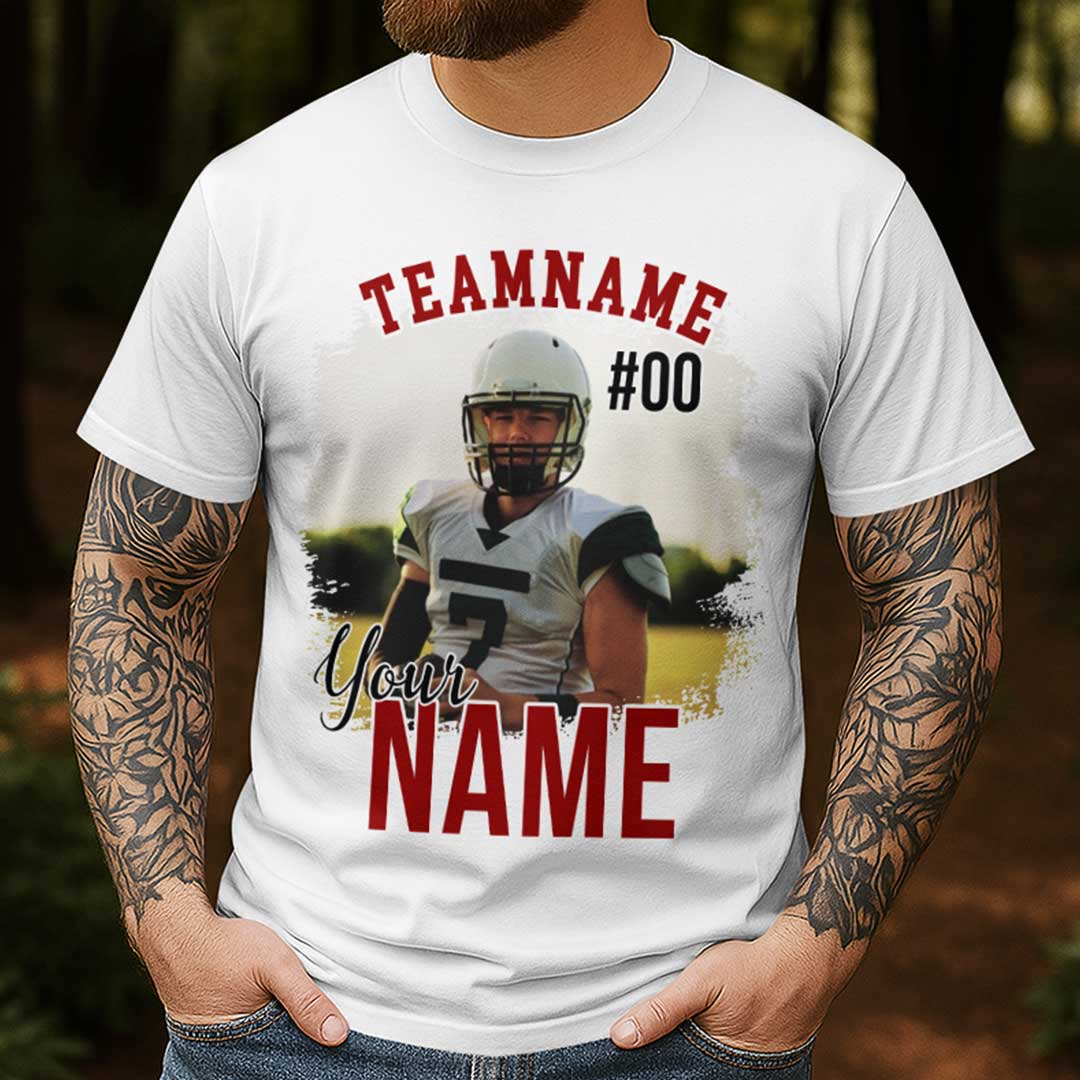 Custom Photo Football Tshirt with Player Name and Number