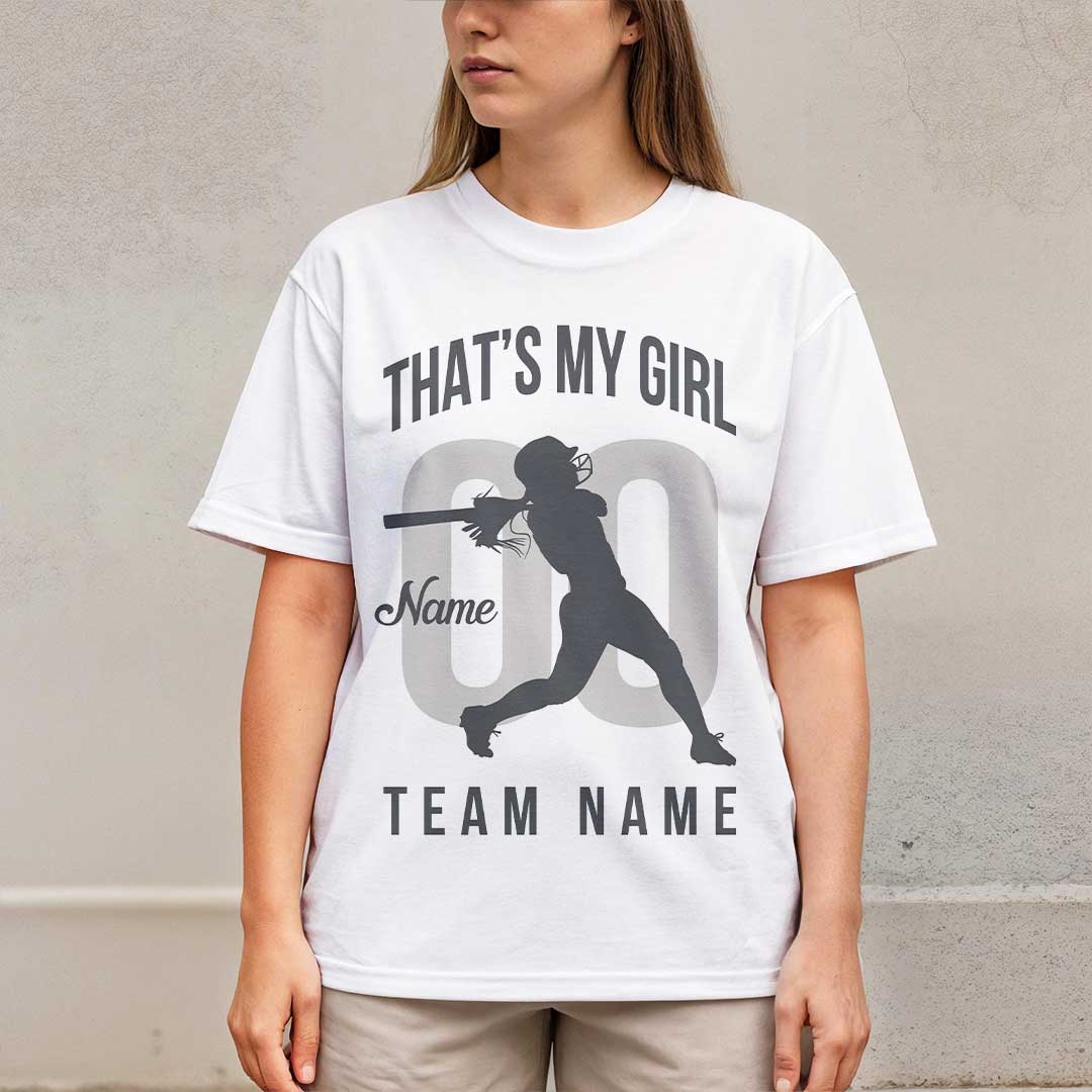 That's My Girl - Black and White Custom Softball T-Shirt For Parents
