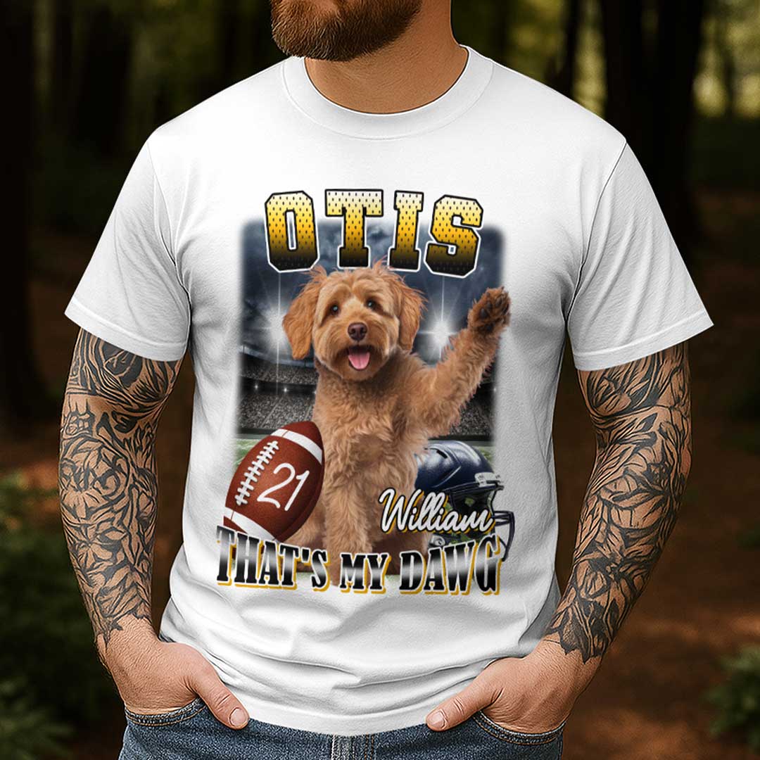 Personalized Pet Photo T-Shirt with Football Theme