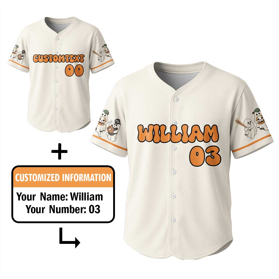 Ghouls Just Wanna Have Fun - Custom Cream Orange Halloween Baseball Jersey
