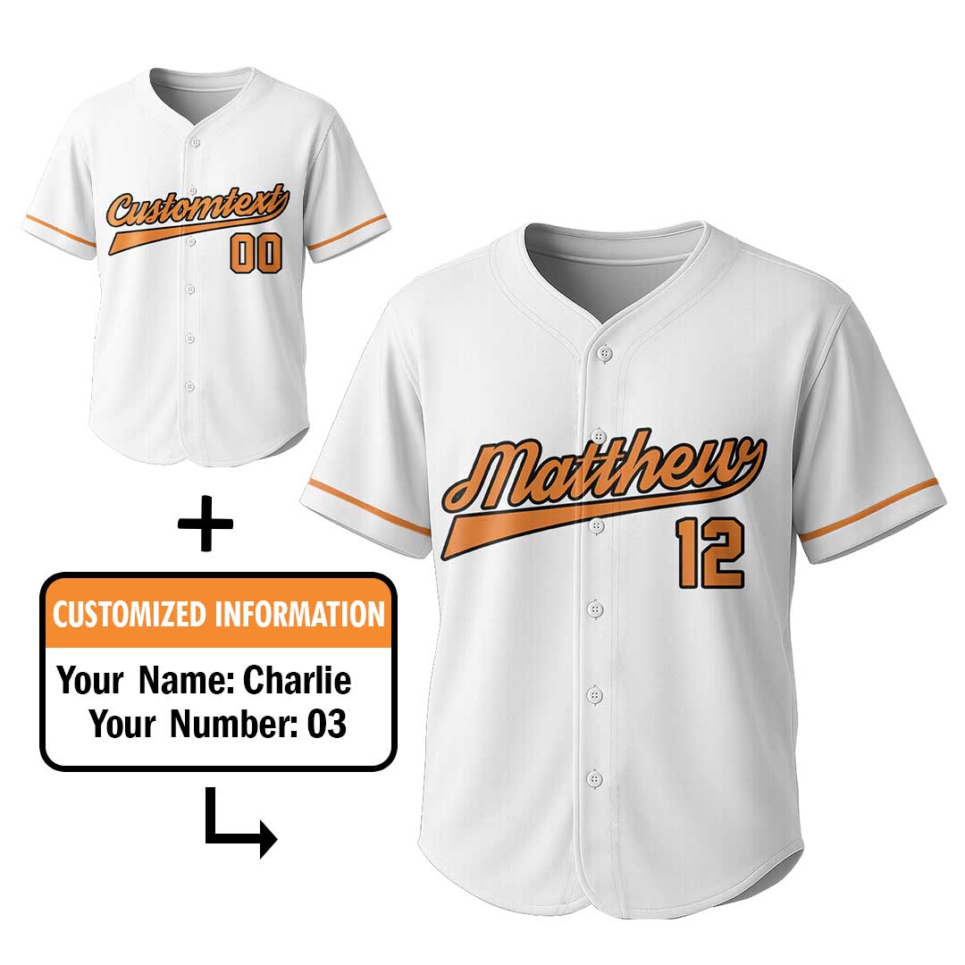 Spooky Season - Custom White Orange Halloween Baseball Jersey