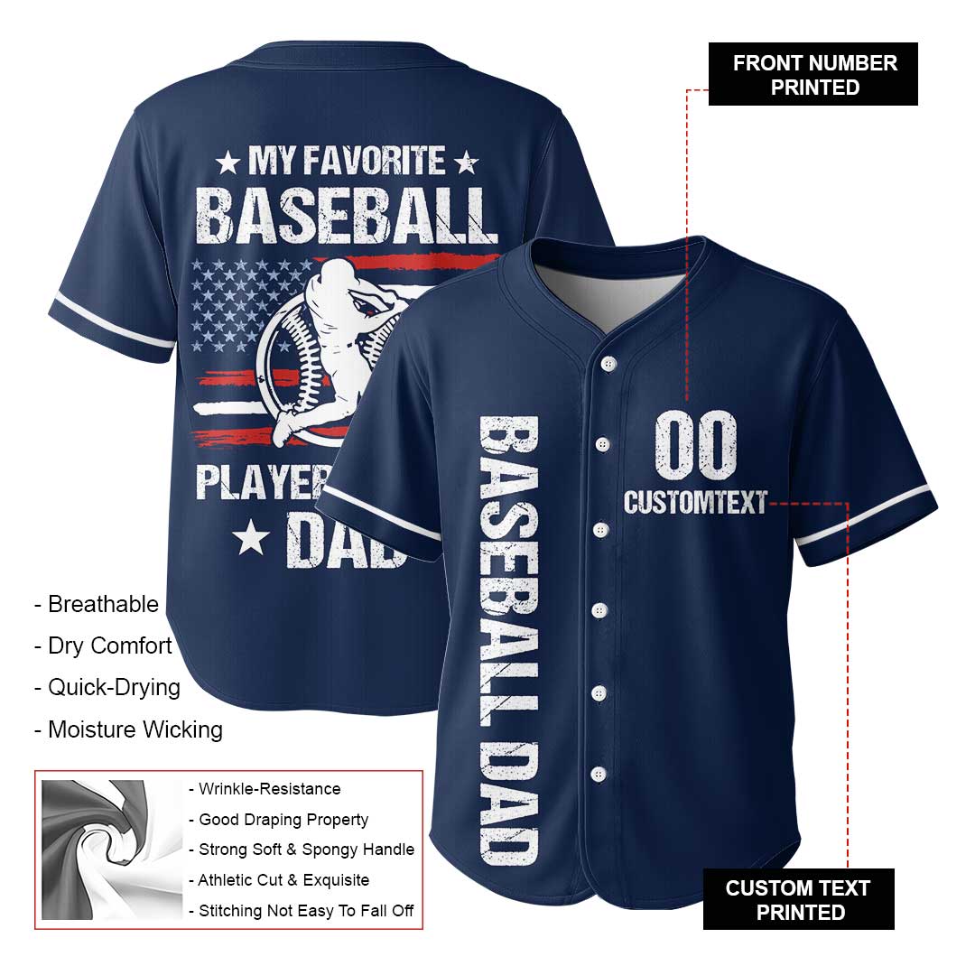 Baseball Dad My Favorite Baseball Player Call Me Dad - Custom Navy White Baseball Jersey