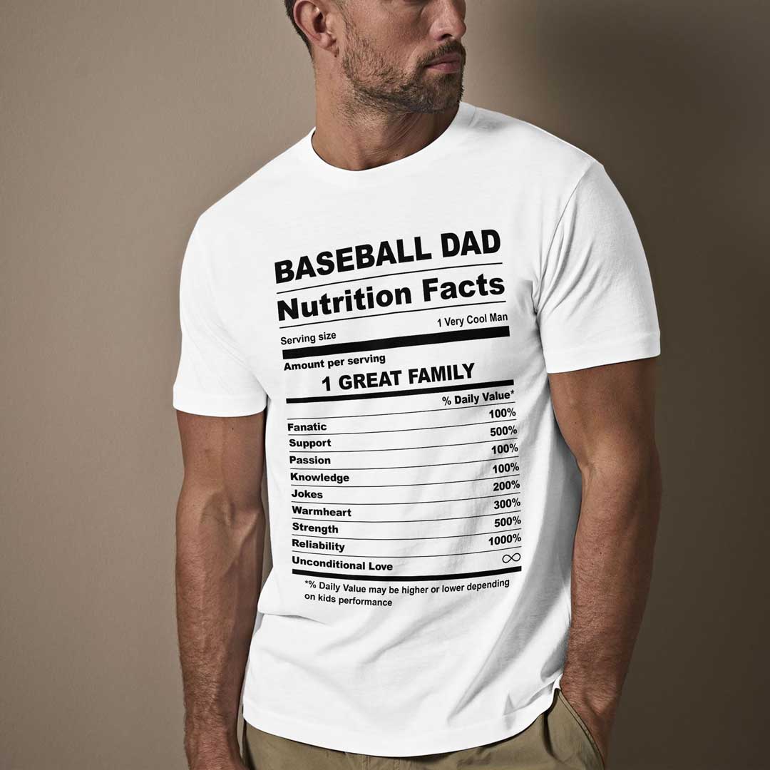 Baseball Dad Facts Black White Baseball T-Shirt