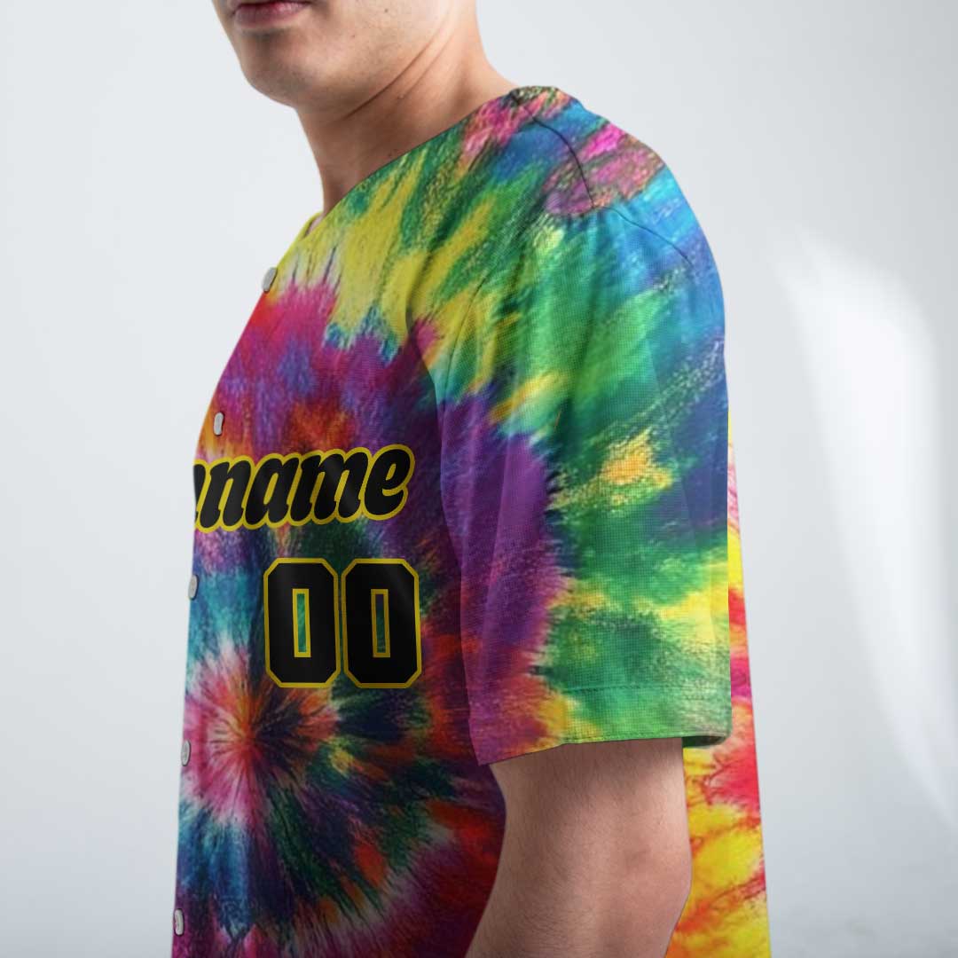 Custom Baseball Jersey with Tie Dye Style