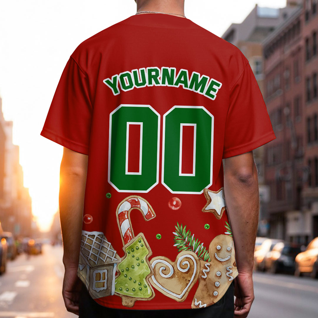 Custom Baseball Jersey with Christmas Gifts Pattern