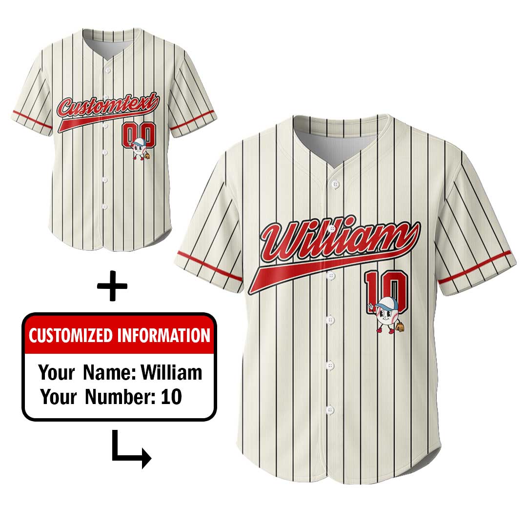 Calm Your Mitts - Custom Cream with Black Stripes Baseball Jersey