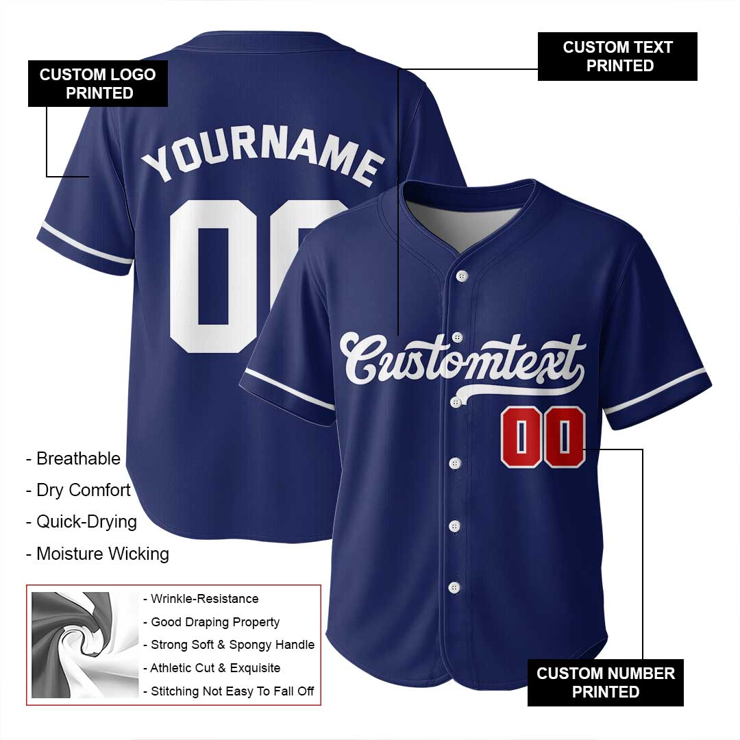 Custom Baseball Jersey with Navy and White Color