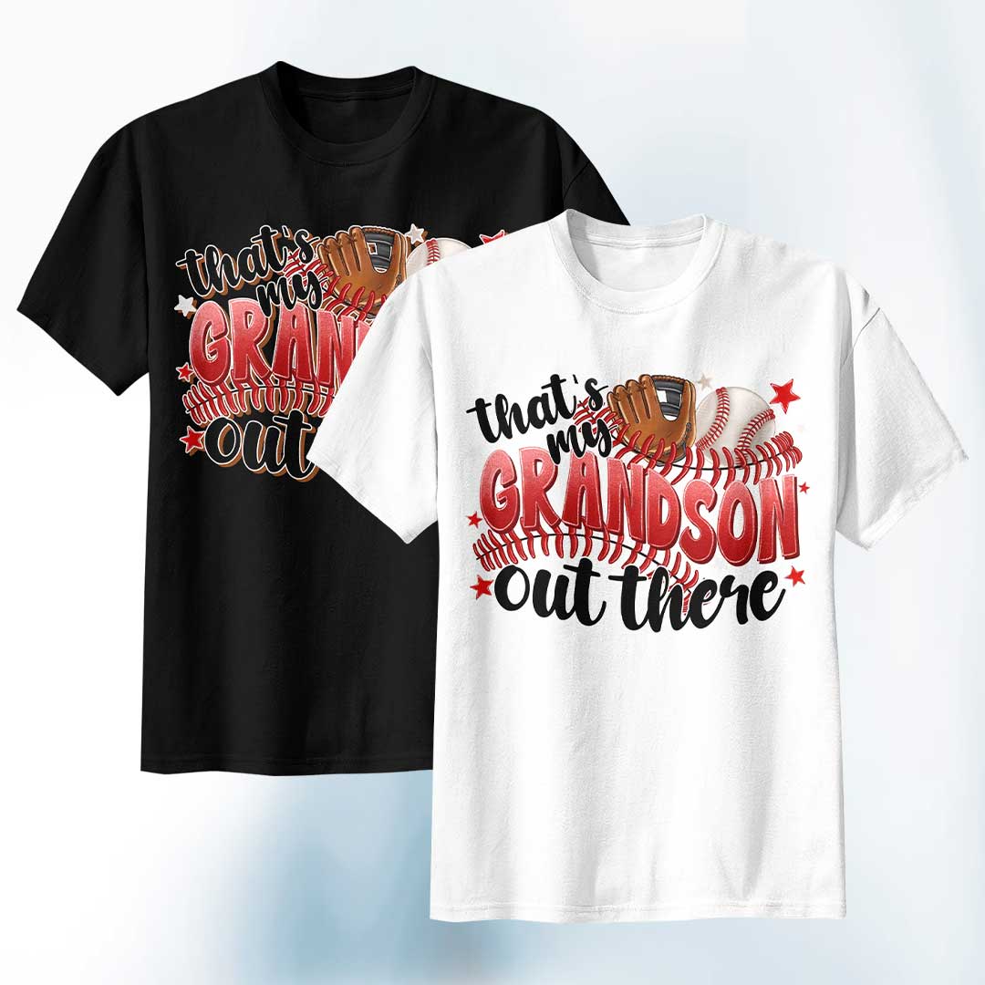 That's My Grandson Out There - White and Black Baseball T-Shirt