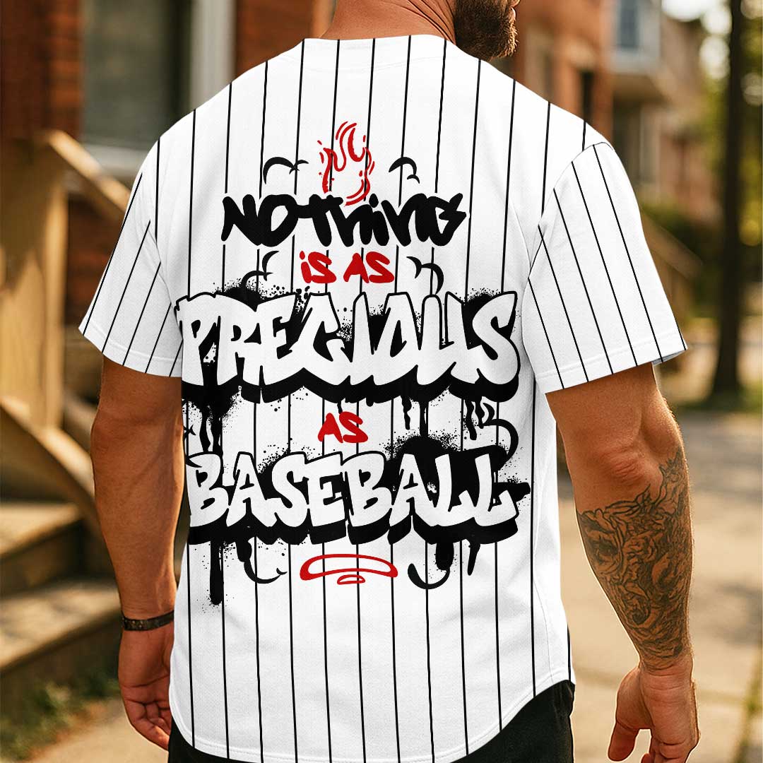 Nothing Is As Precious As Baseball - Custom White with Black Stripes Baseball Jersey