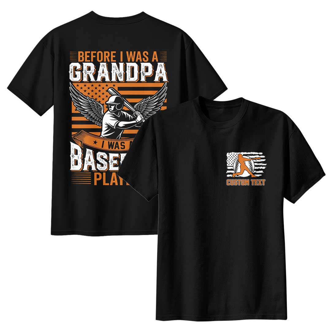 Before I Was A Grandpa I Was A Baseball Player Black Baseball T-Shirt