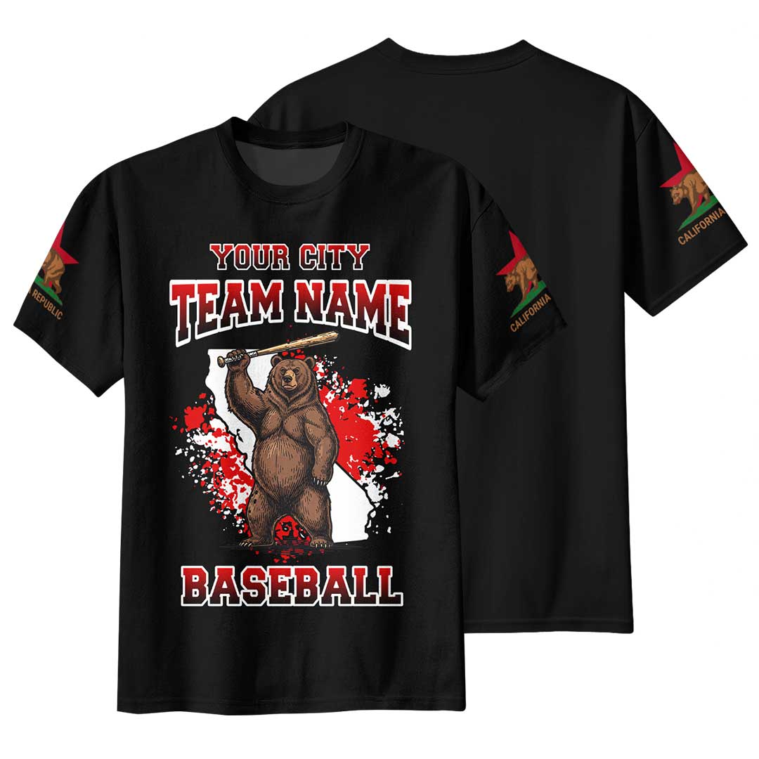 California Baseball Team - Black White Baseball T-Shirt