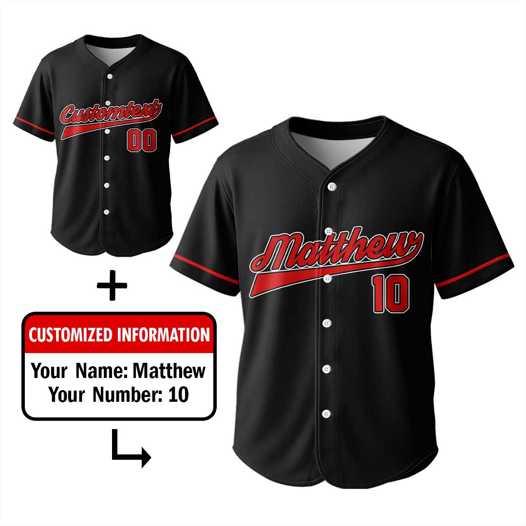 Only If I Swing At People - Custom Black Red Halloween Baseball Jersey