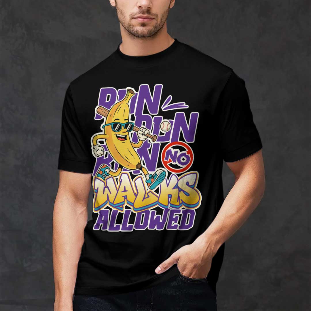 RUN RUN RUN Black Daisy Baseball T-Shirt