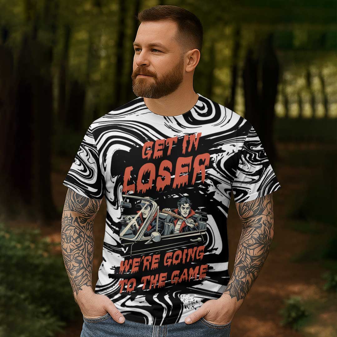 Get In Loser We're Going To The Game All Over Print Halloween T-Shirt