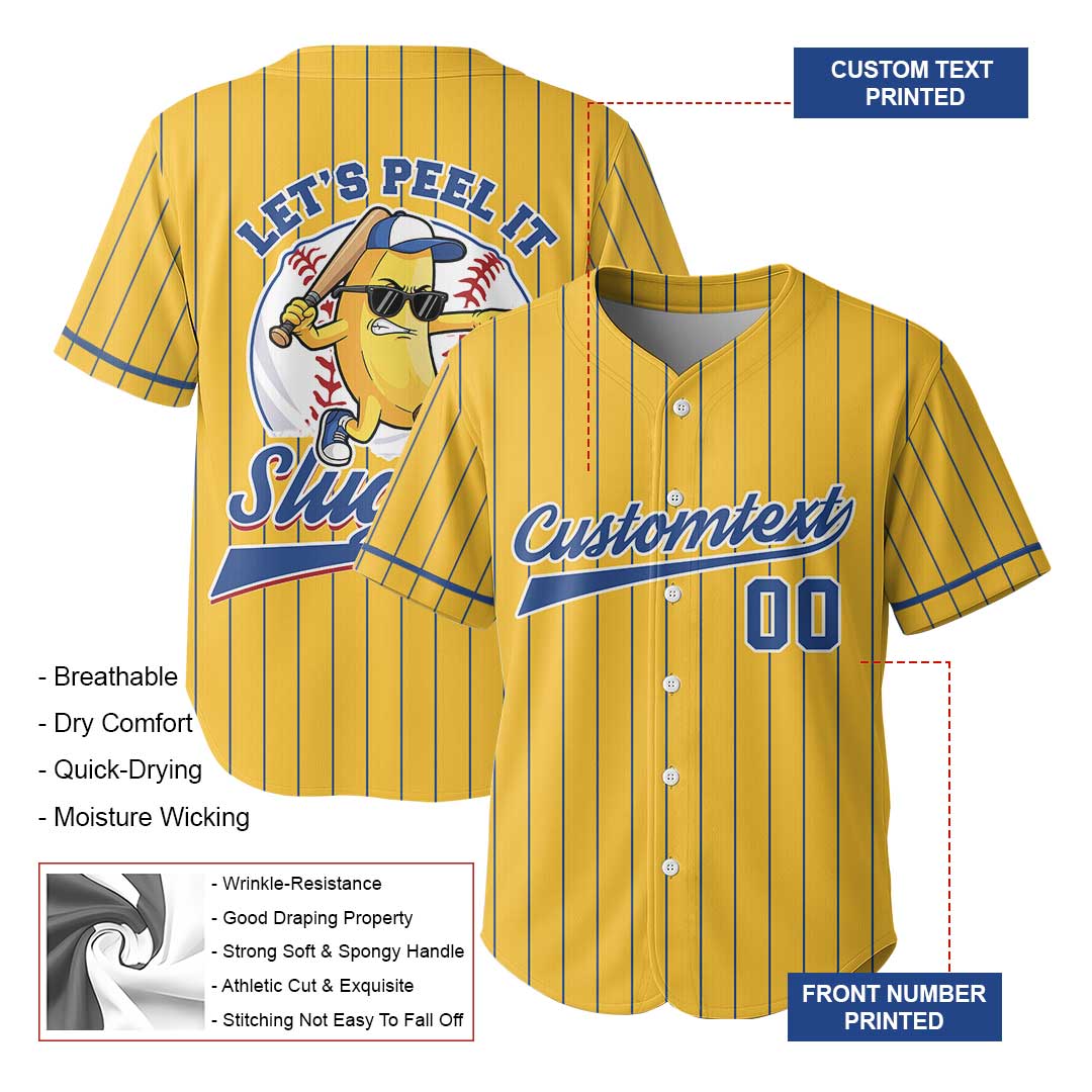 Let's Peel It Slugger - Custom Yellow Baseball Jersey