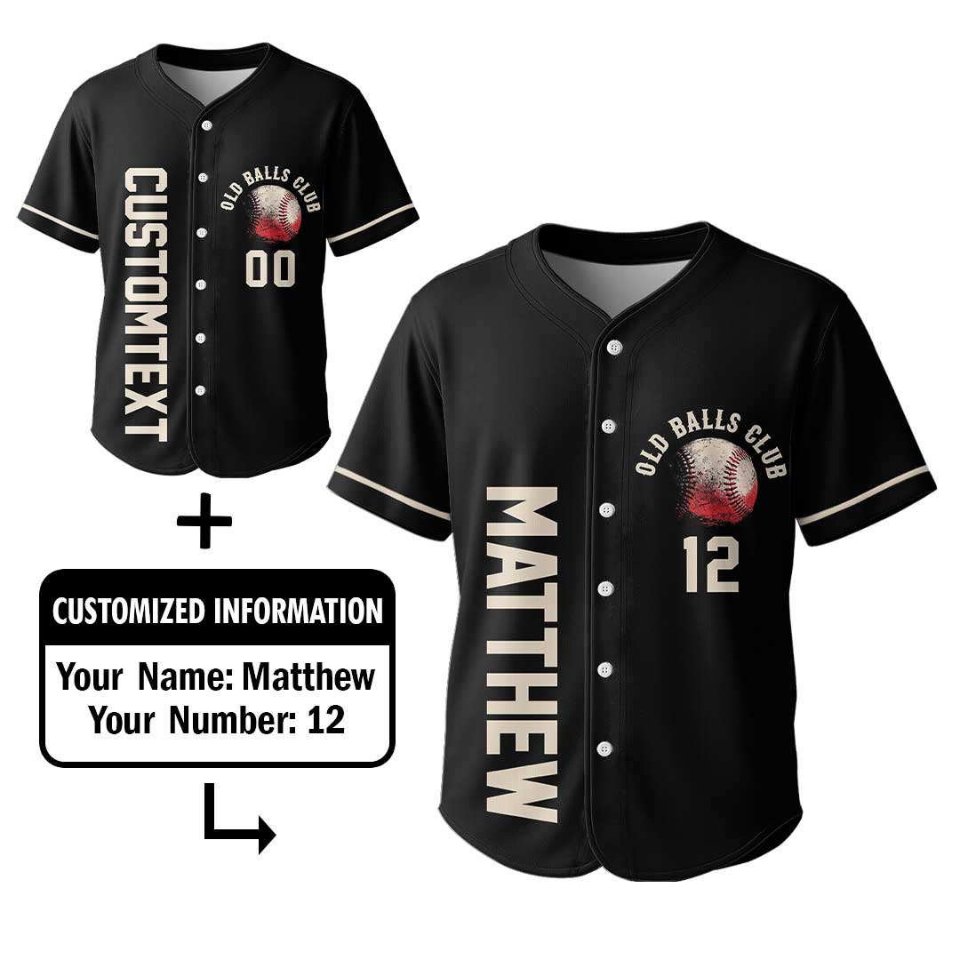 Grumpy Old Baseball Man Club - Custom Black Baseball Jersey