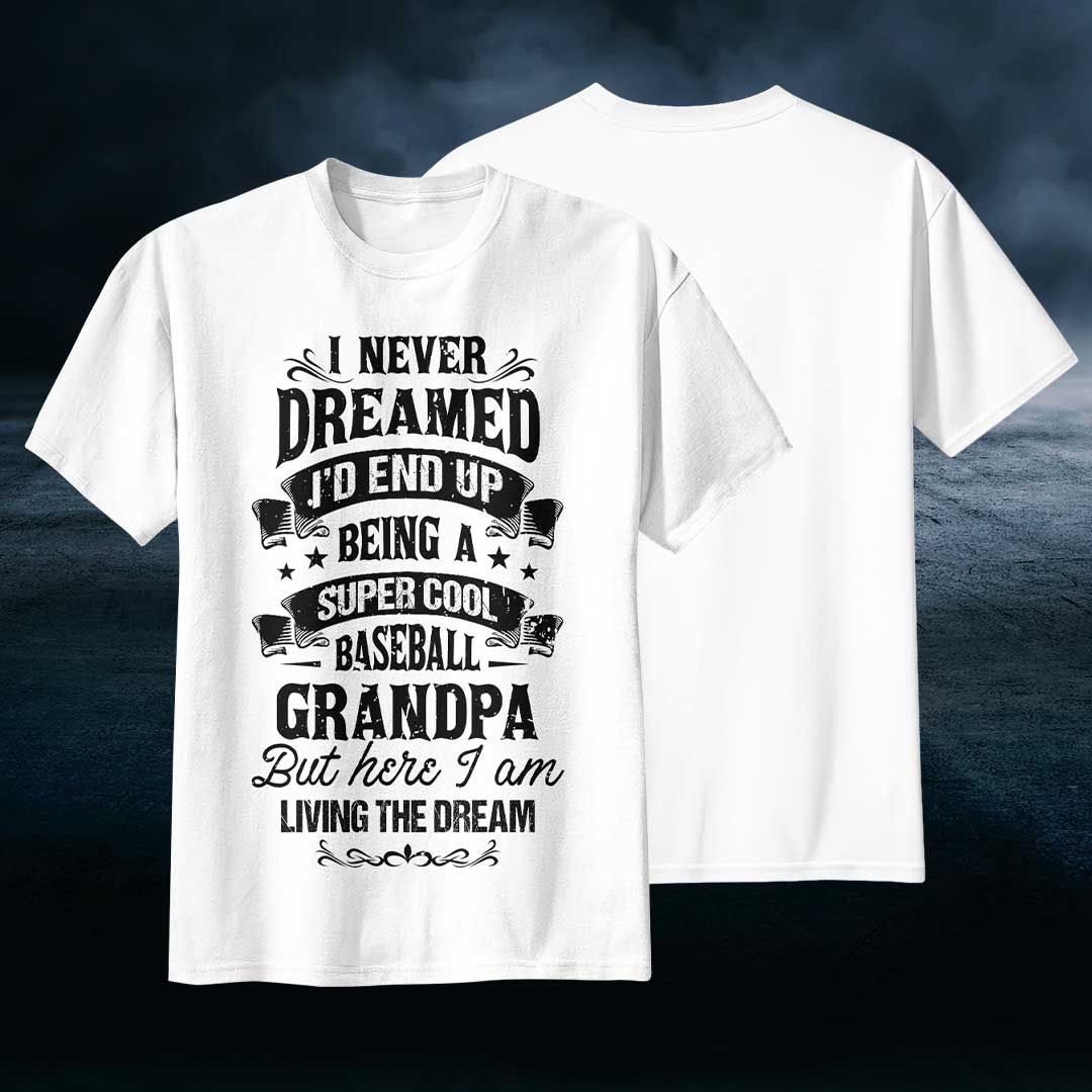 Super Cool Baseball Grandpa - Black White Baseball T-Shirt