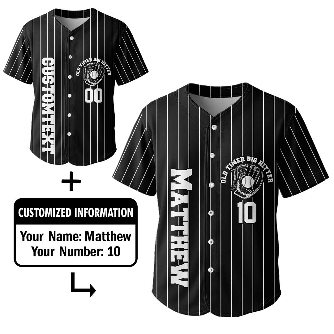 Ignore All Old Man Problems To Play Baseball - Custom Black with White Stripes Baseball Jersey