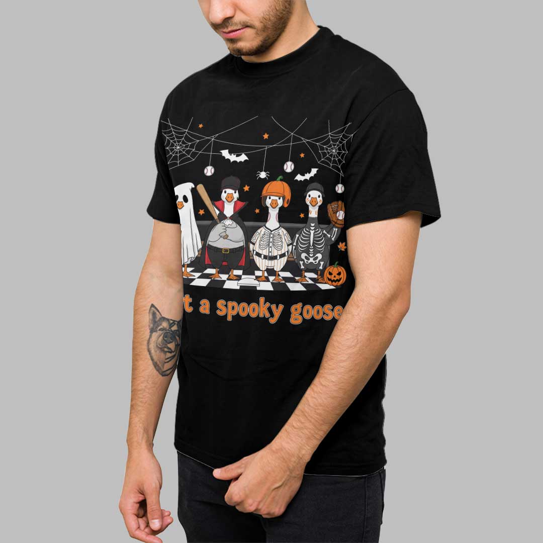 Just A Spooky Goose Baseball Halloween T-Shirt