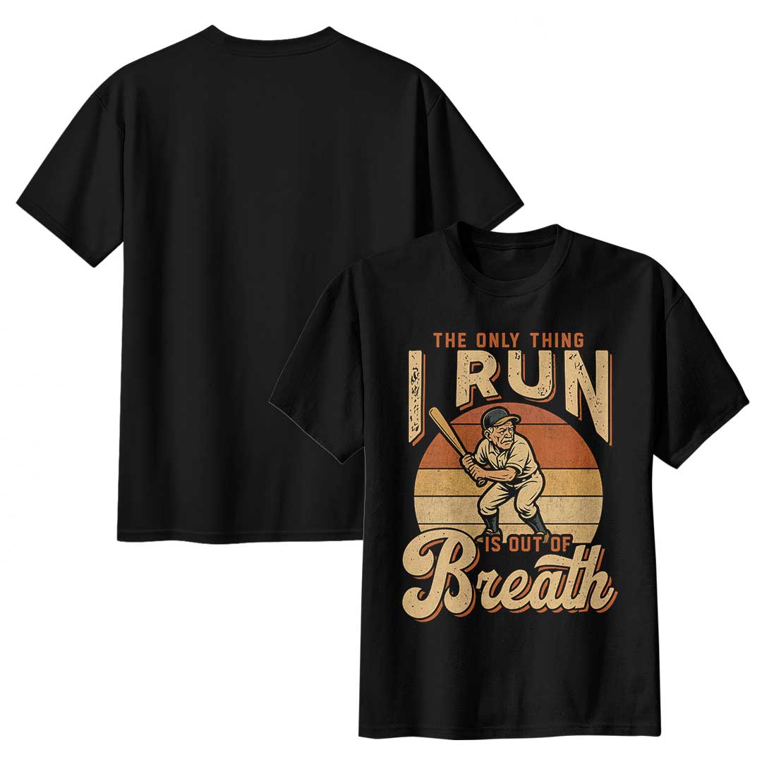 The Only Thing I Run Is Out Of Breath - Black Grey Baseball T-Shirt