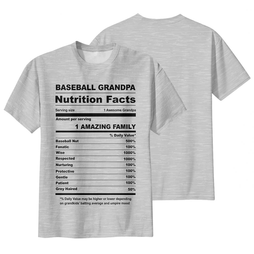 Baseball Grandpa Facts - Black Grey Baseball T-Shirt