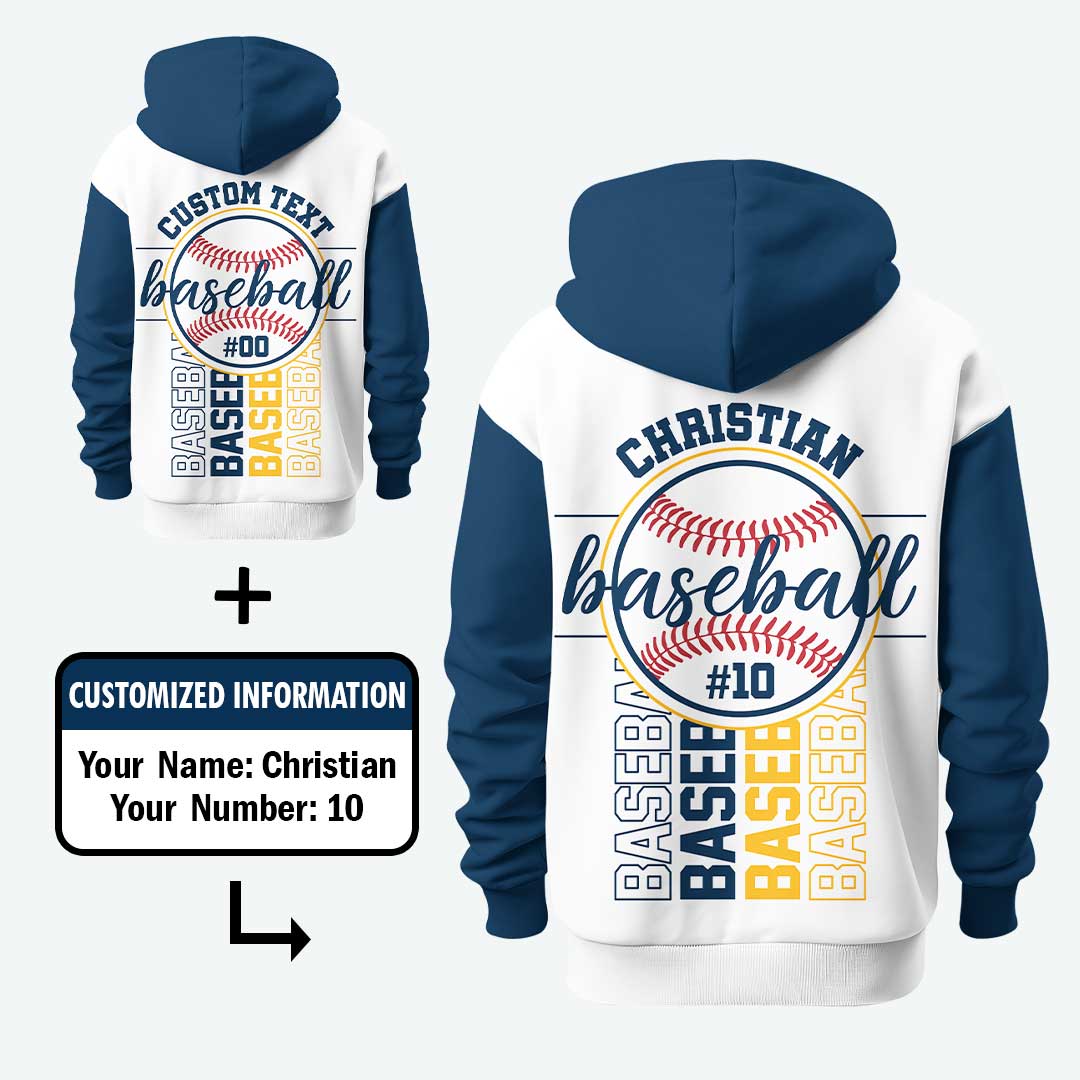 Baseball State Series - Custom White & Navy Baseball Hoodie