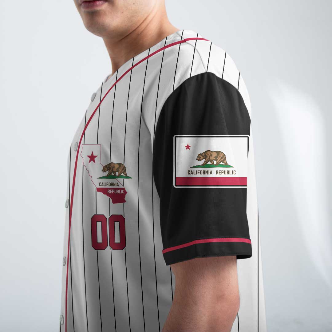 California State Baseball - Custom Black White Baseball Jersey