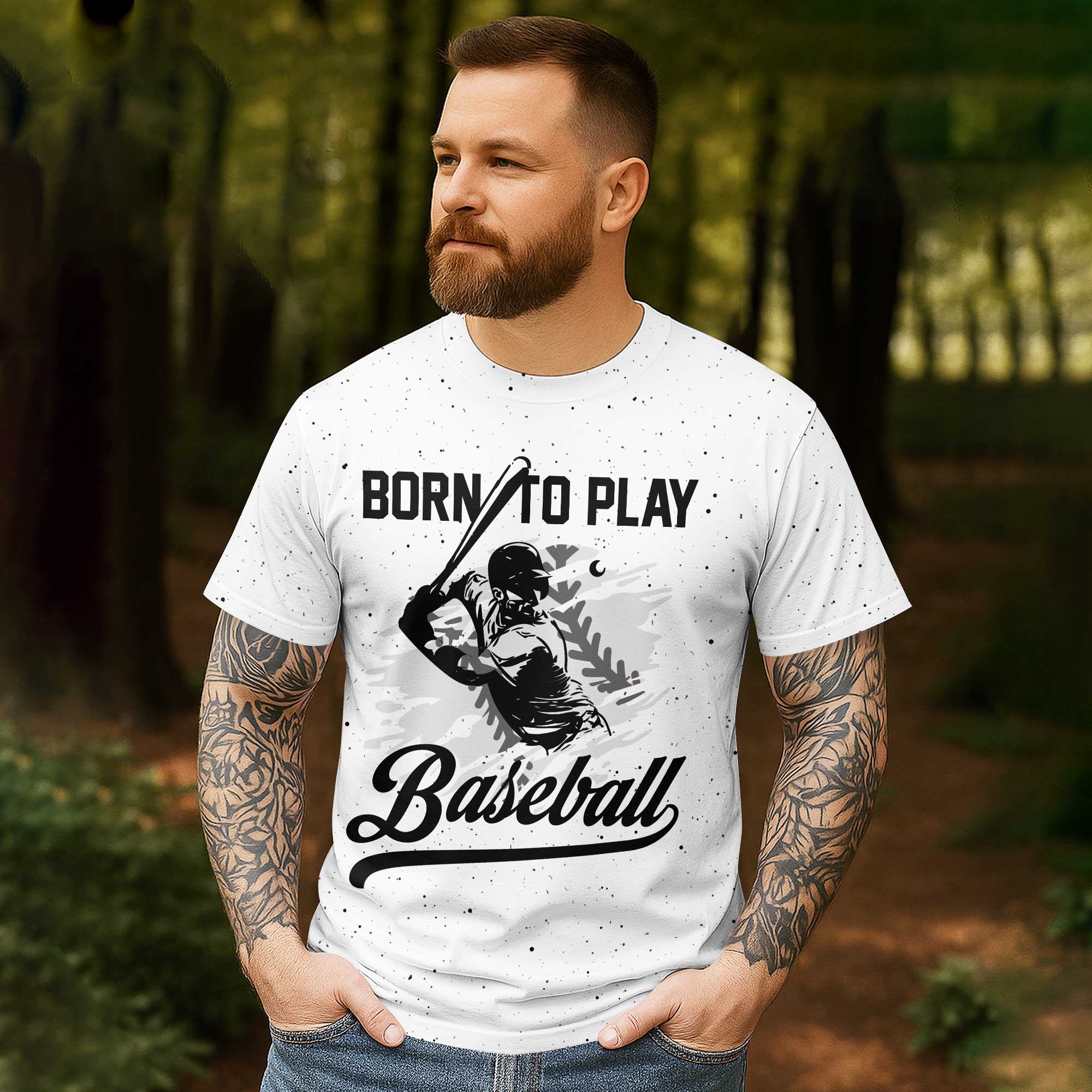 Custom Born To Play Baseball - Custom Text Custom Number Baseball Shirts