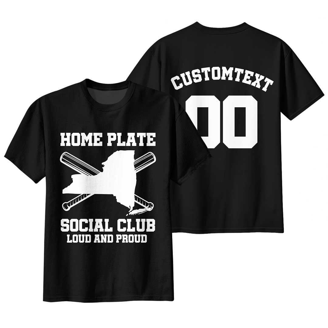 California Home Plate Social Club - Black White Baseball T-Shirt