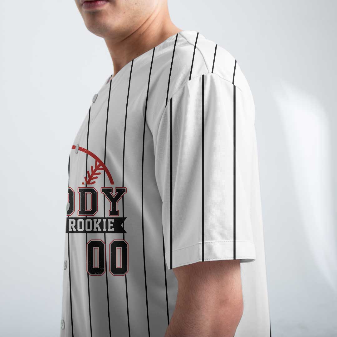 Daddy Of The Rookie My Heart Is On That Field - Custom White Black Stripe Baseball Jersey