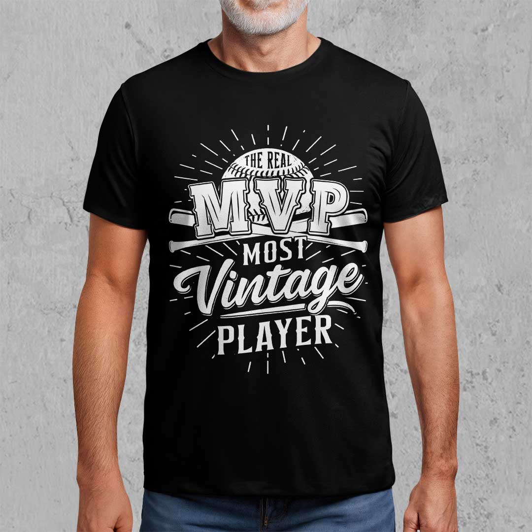 The Real MVP - Black White Baseball T-Shirt