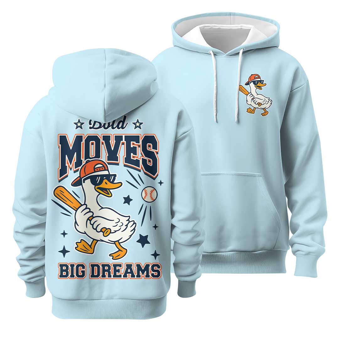 Bold Moves Big Dreams - Ash and Light Blue Baseball Hoodie