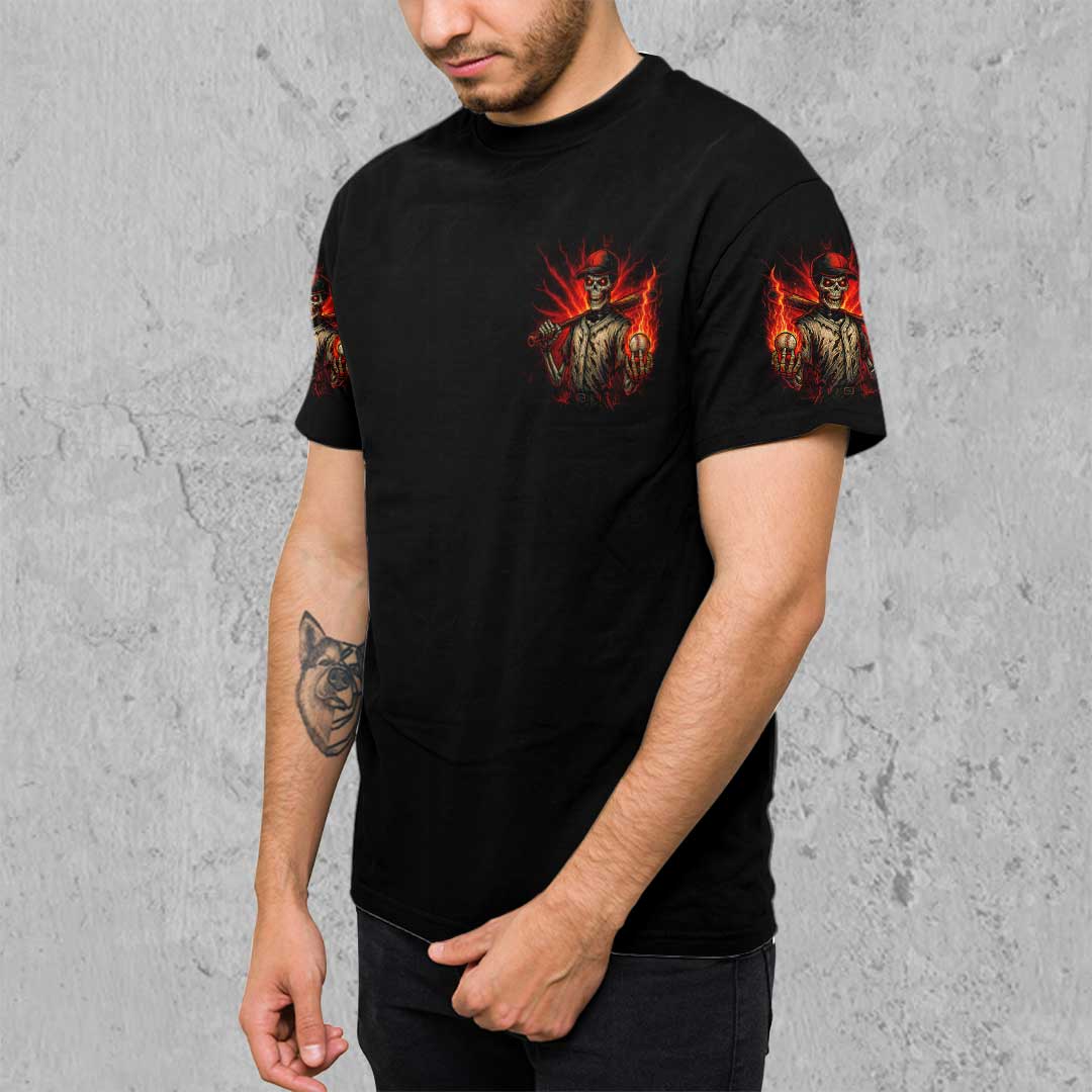 May Dead Inside But Bat and Balls Still Work All Over Print Skull Baseball T-Shirt