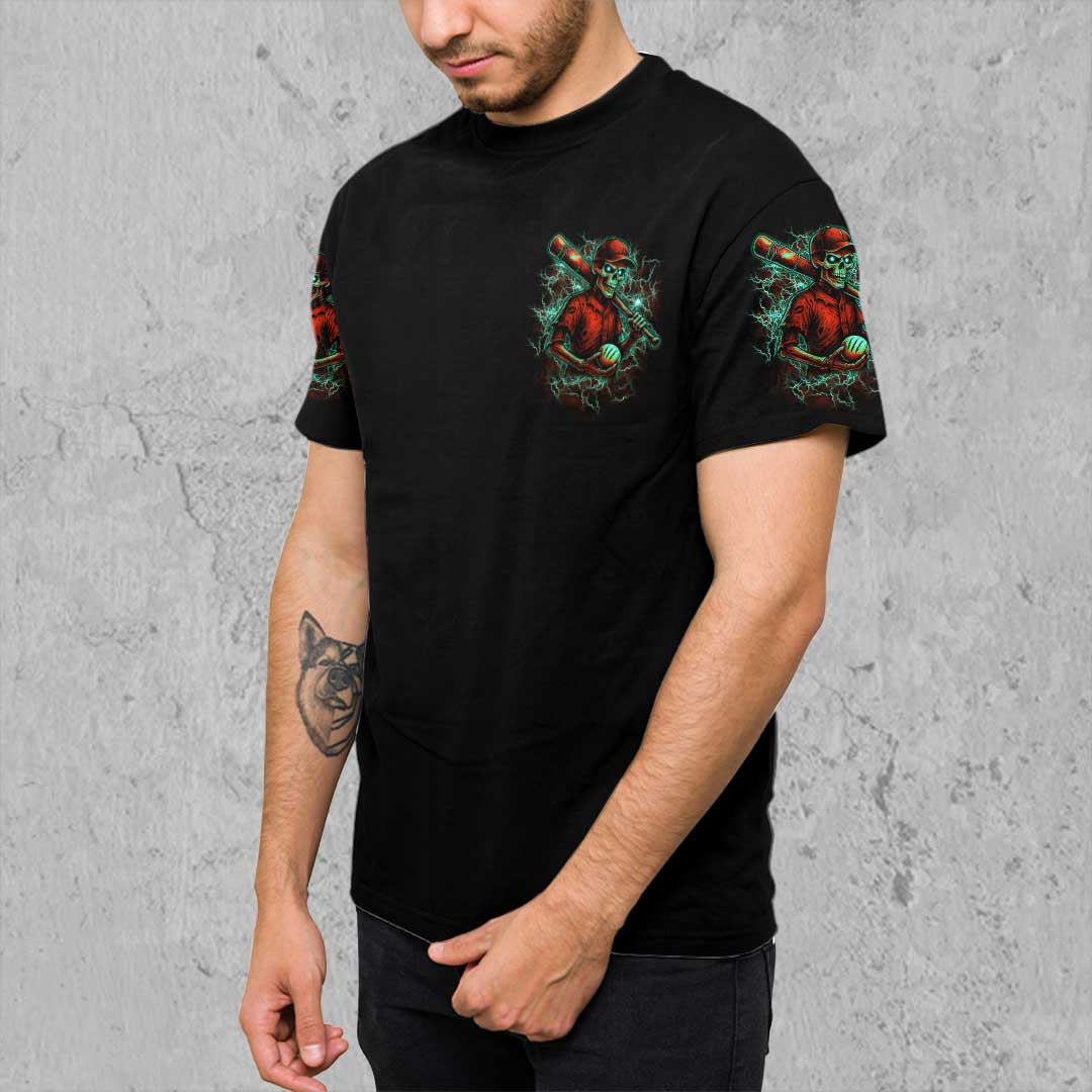 My Bat Is Big My Patience Is Not All Over Print Skull Baseball T-Shirt