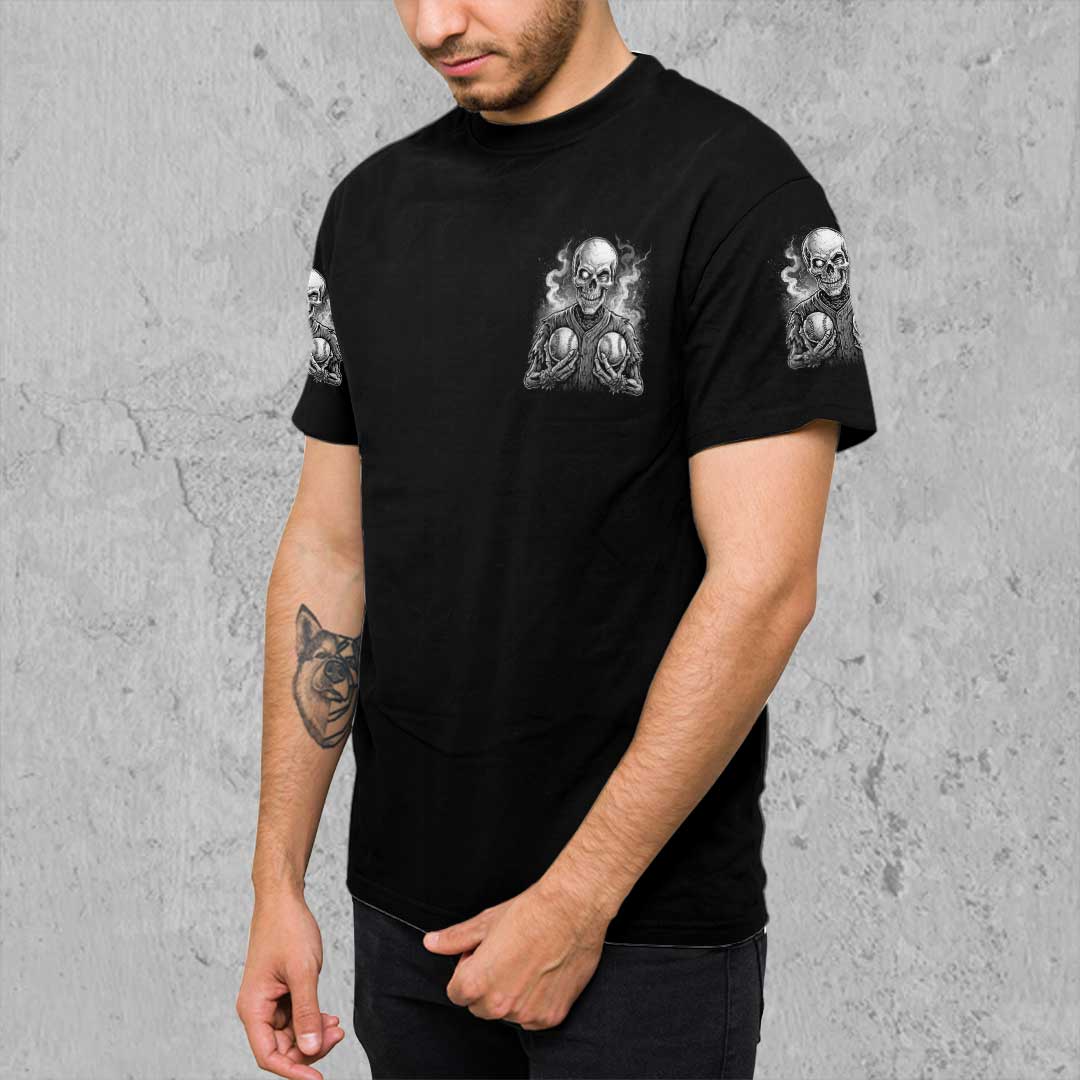 No Balls No Game All Over Print Skull Baseball T-Shirt