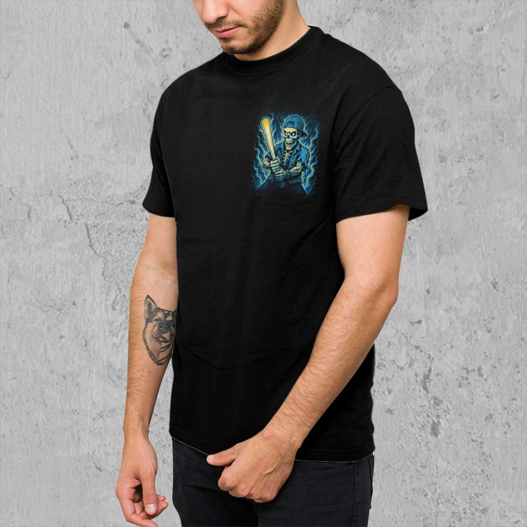 Handle My Bat Like A Pro All Over Print Skull Baseball T-Shirt