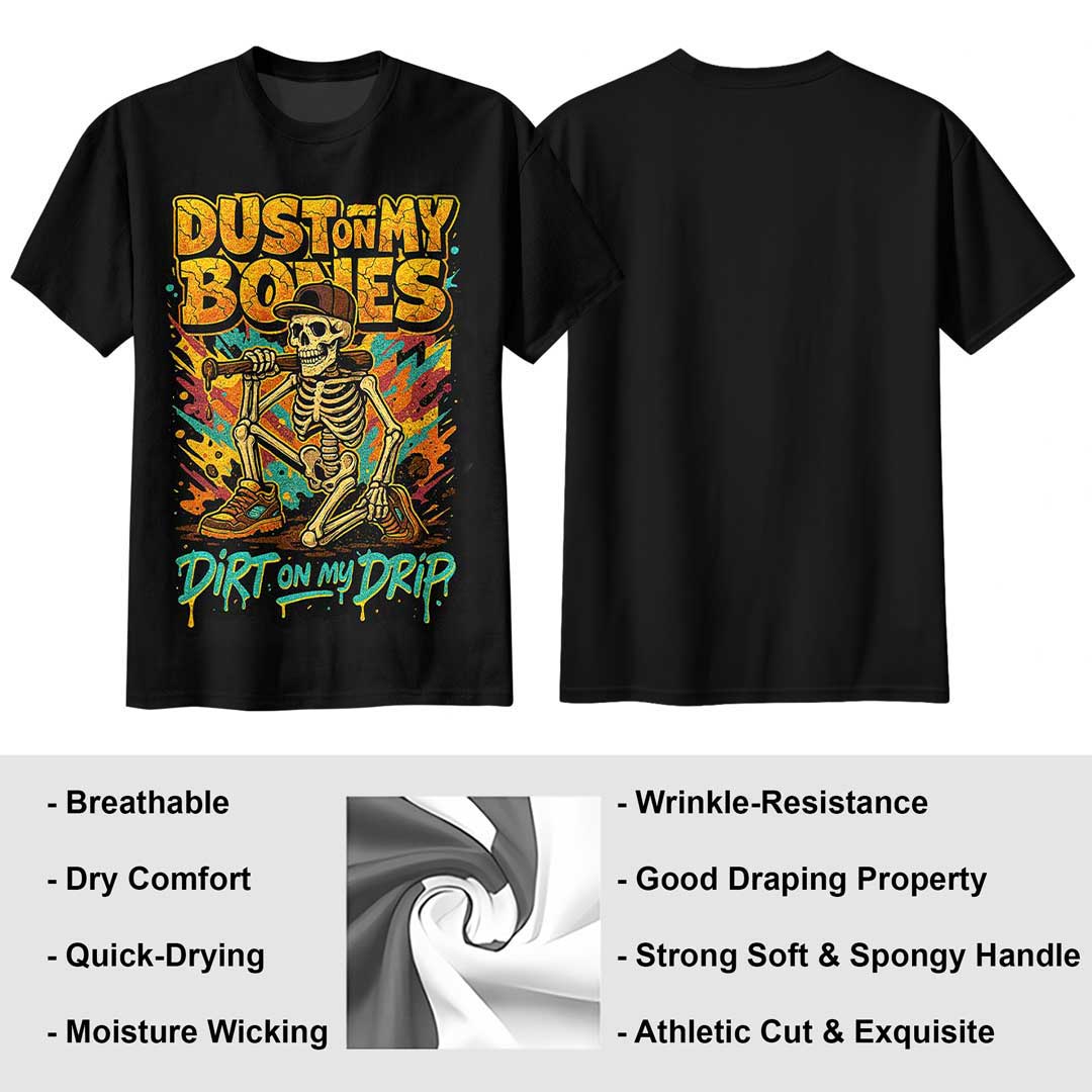 Dust On My Bones Dirt On My Drip All Over Print Skull Baseball T-Shirt