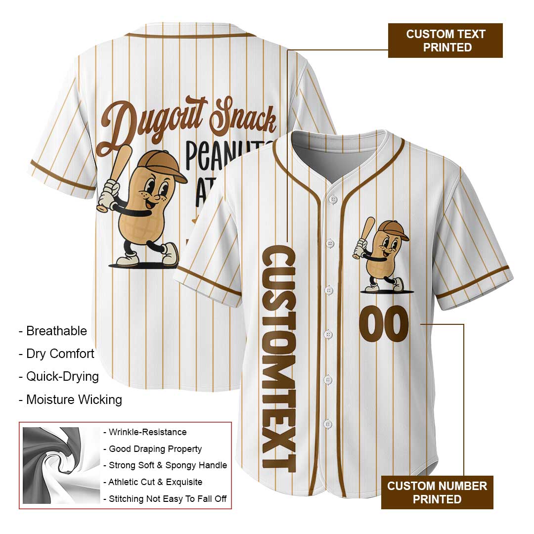 Dugout Snack Peanuts Attack - Custom Groovy Cream Baseball Jersey