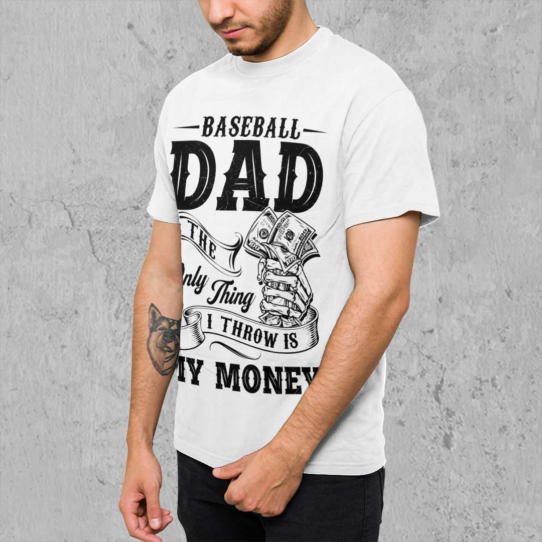 The Only Thing I Throw Is My Money - Black White Baseball T-Shirt