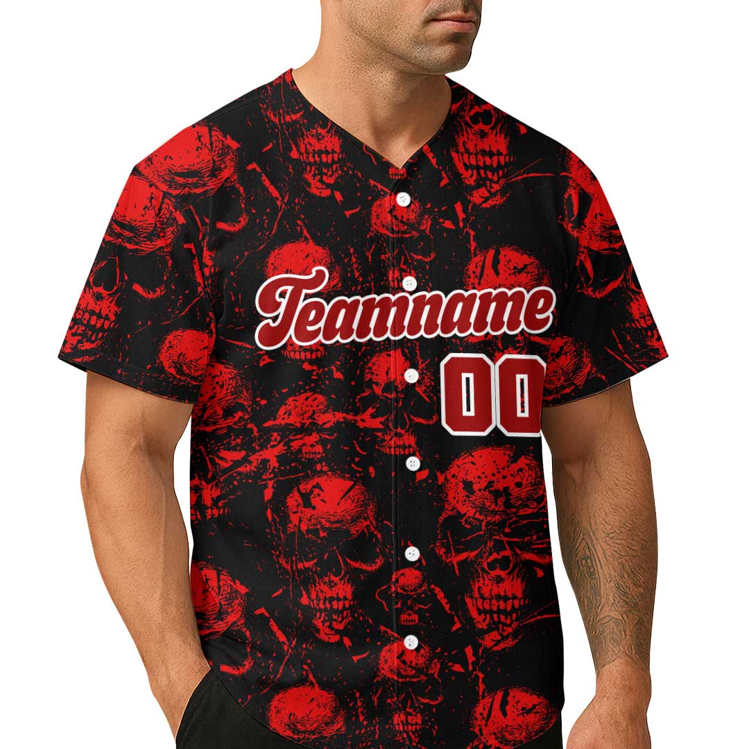 Custom Baseball Jersey With Skull Pattern