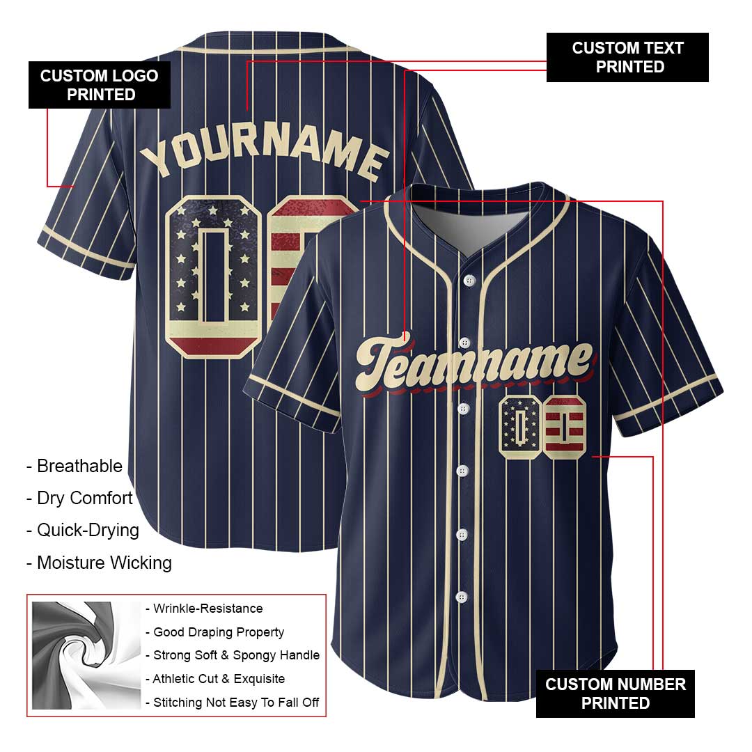 Custom Baseball Jersey With USA Flag Pattern