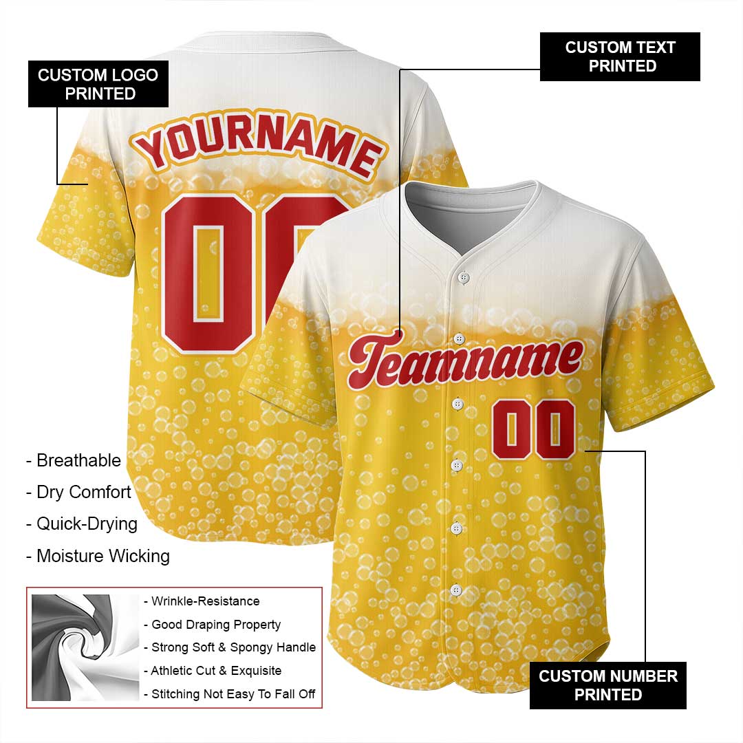 Custom Baseball Jersey With Beer Pattern