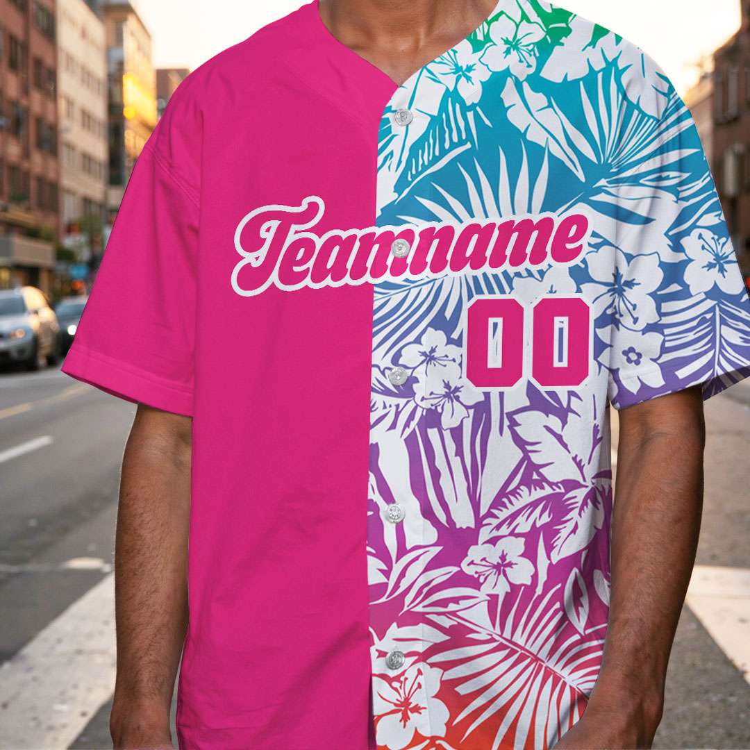 Custom Baseball Jersey with Tropical Pattern