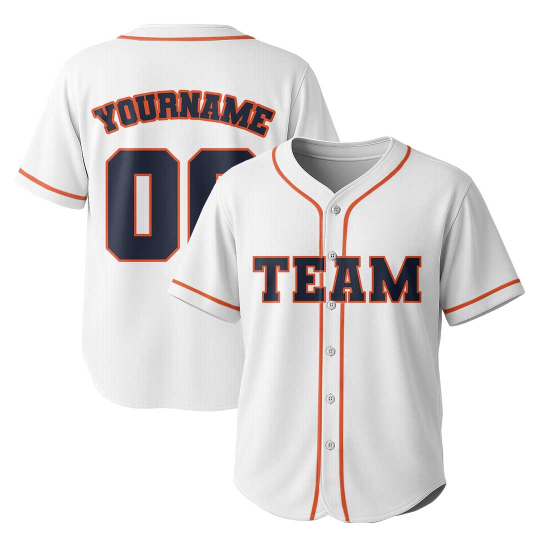 Custom Baseball Jersey with Orange Navy White Color