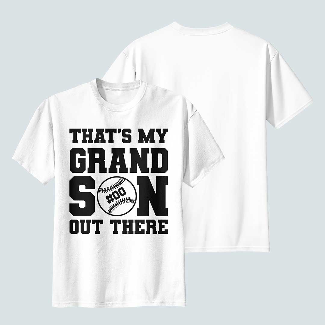 That's My Grandson Out There Custom Player Number - White and Black Baseball T-Shirt