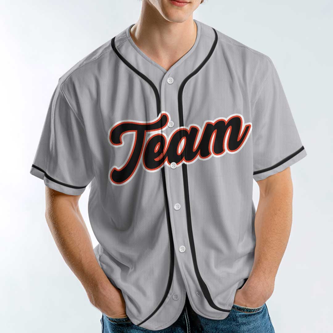 Custom Baseball Jersey with Grey Navy White Color