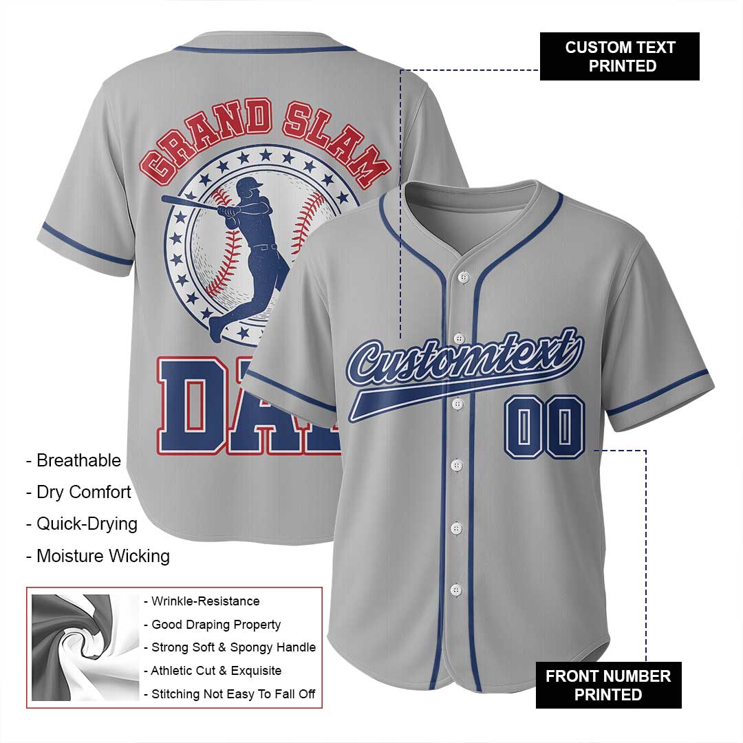Grand Slam Dad and Little Hitter - Custom Family Matching Baseball Jersey