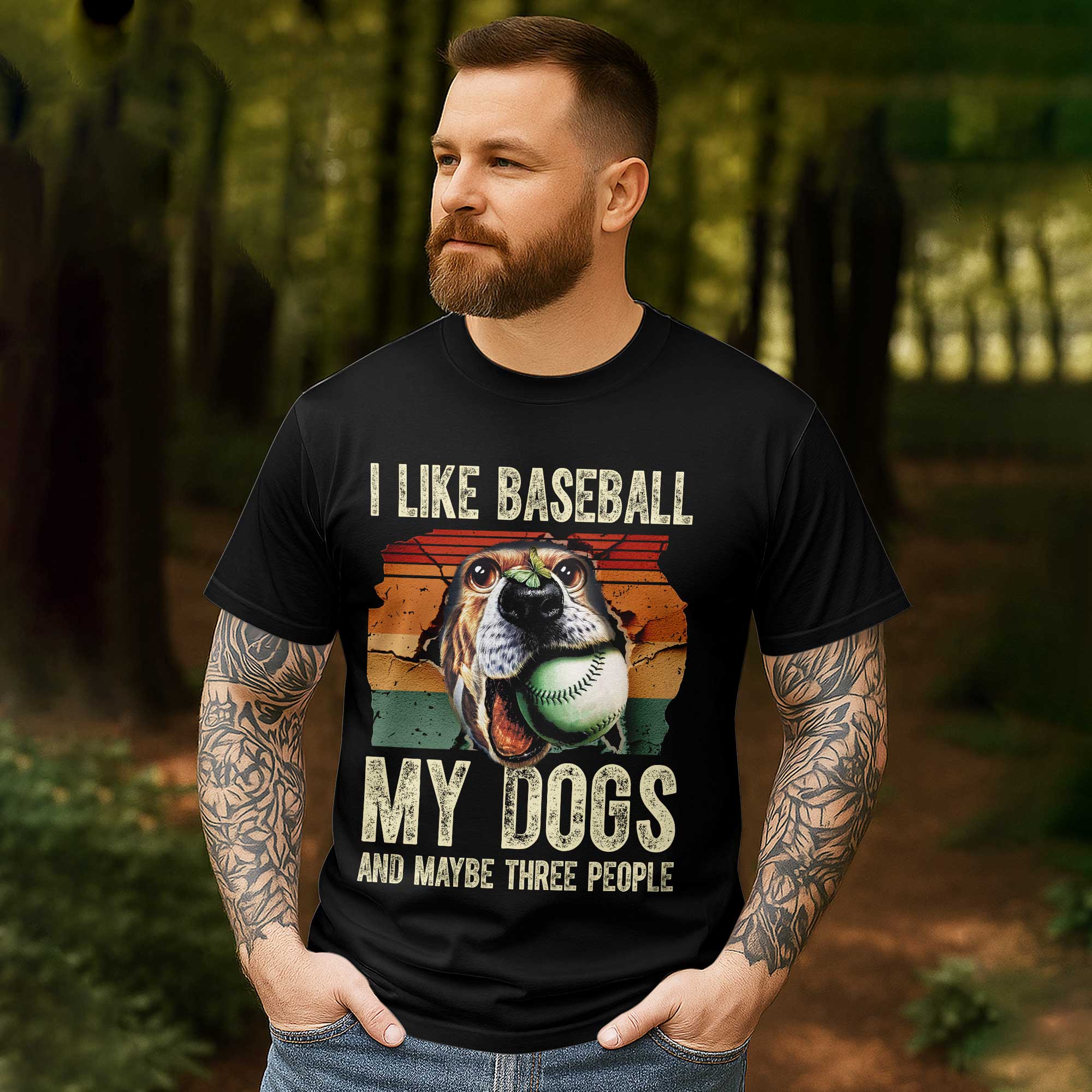 I like baseball, my dogs and maybe three people Baseball Tshirt for Baseball Lover